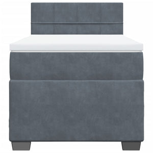 Ramsäng med madrass mörkgrå 80x200 cm sammet