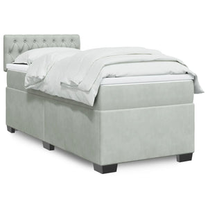 Ramsäng med madrass ljusgrå 90x190 cm sammet