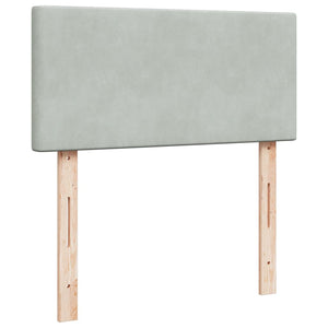 Ramsäng med madrass ljusgrå 90x200 cm sammet