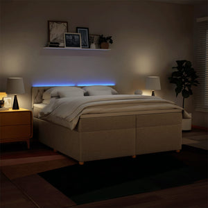 Ramsäng med madrass gräddvit 200x200 cm tyg