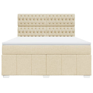 Ramsäng med madrass gräddvit 180x200 cm tyg