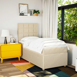 Ramsäng med madrass gräddvit 90x200 cm tyg