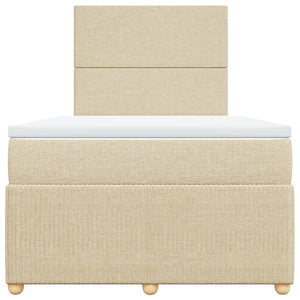 Ramsäng med madrass gräddvit 120x190 cm tyg