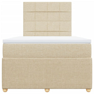 Ramsäng med madrass gräddvit 120x200 cm tyg