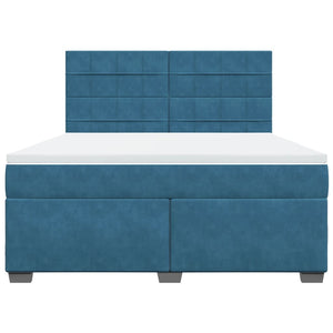 Ramsäng med madrass blå 180x200 cm sammet