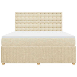 Ramsäng med madrass gräddvit 180x200 cm tyg