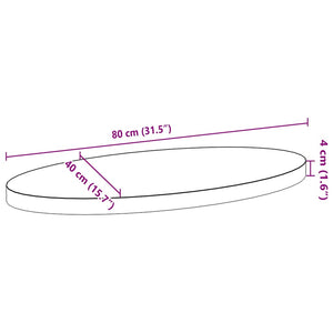 Bordsskiva 80x40x4 cm massiv ek oval