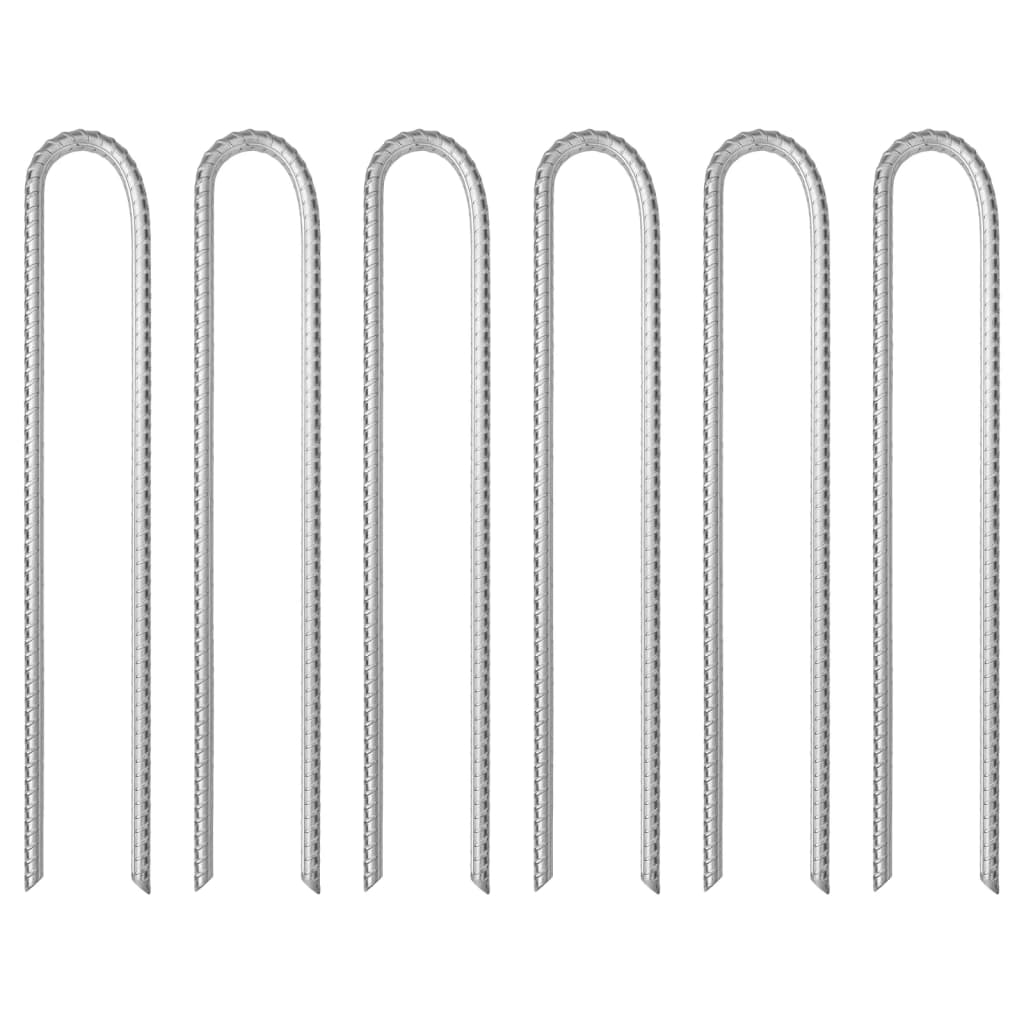 Tältpinnar 6 st U-formade 37 cm Ø11,3 mm galvaniserat stål