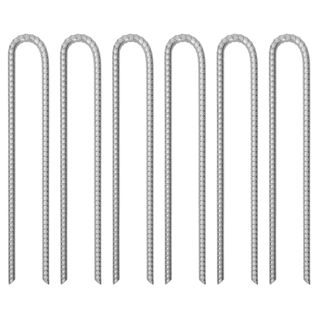 Tältpinnar 6 st U-formade 41,5 cm Ø13 mm galvaniserat stål
