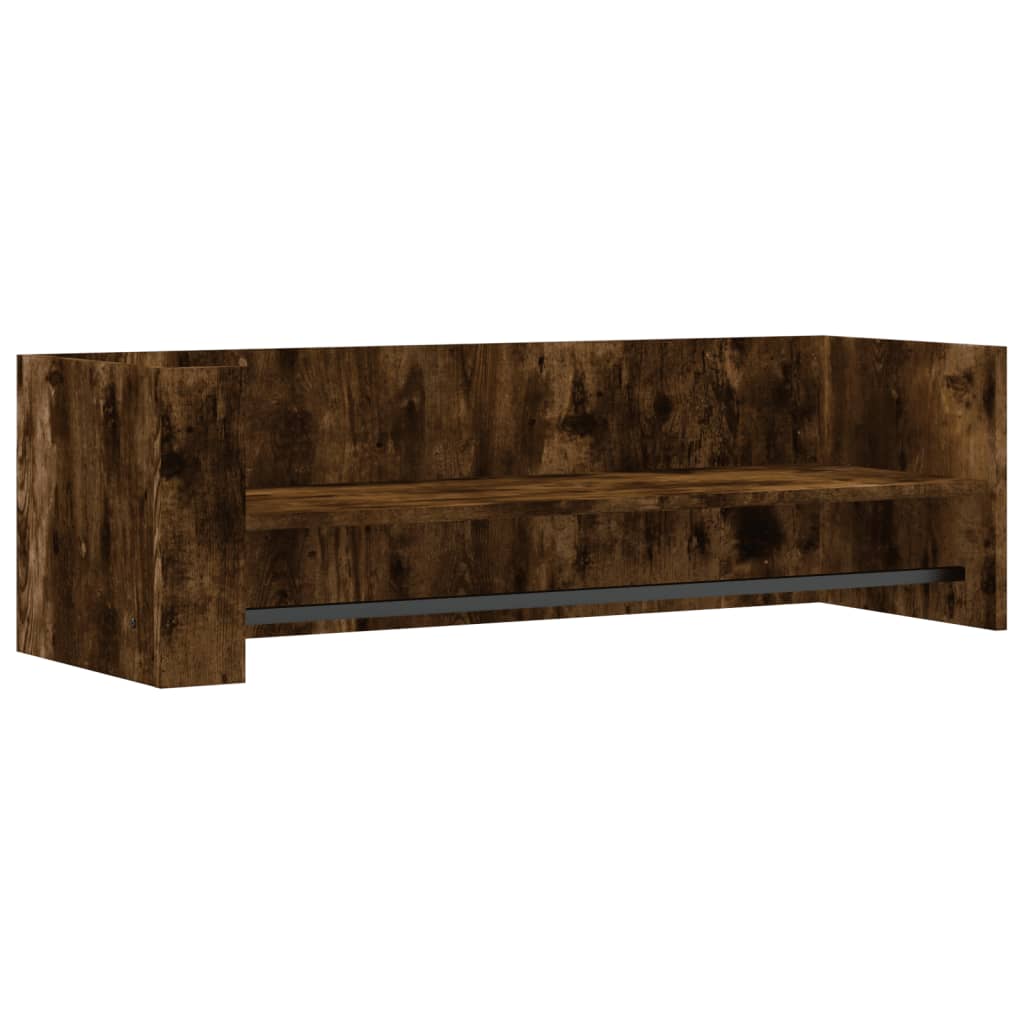 Vägghylla rökfärgad ek 100x35x30,5 cm konstruerat trä