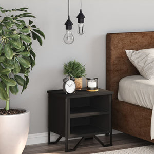 Sängbord svart 40x30x40 cm konstruerat trä