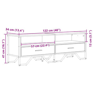 Tv-bänk rökfärgad ek 122x34x41 cm konstruerat trä