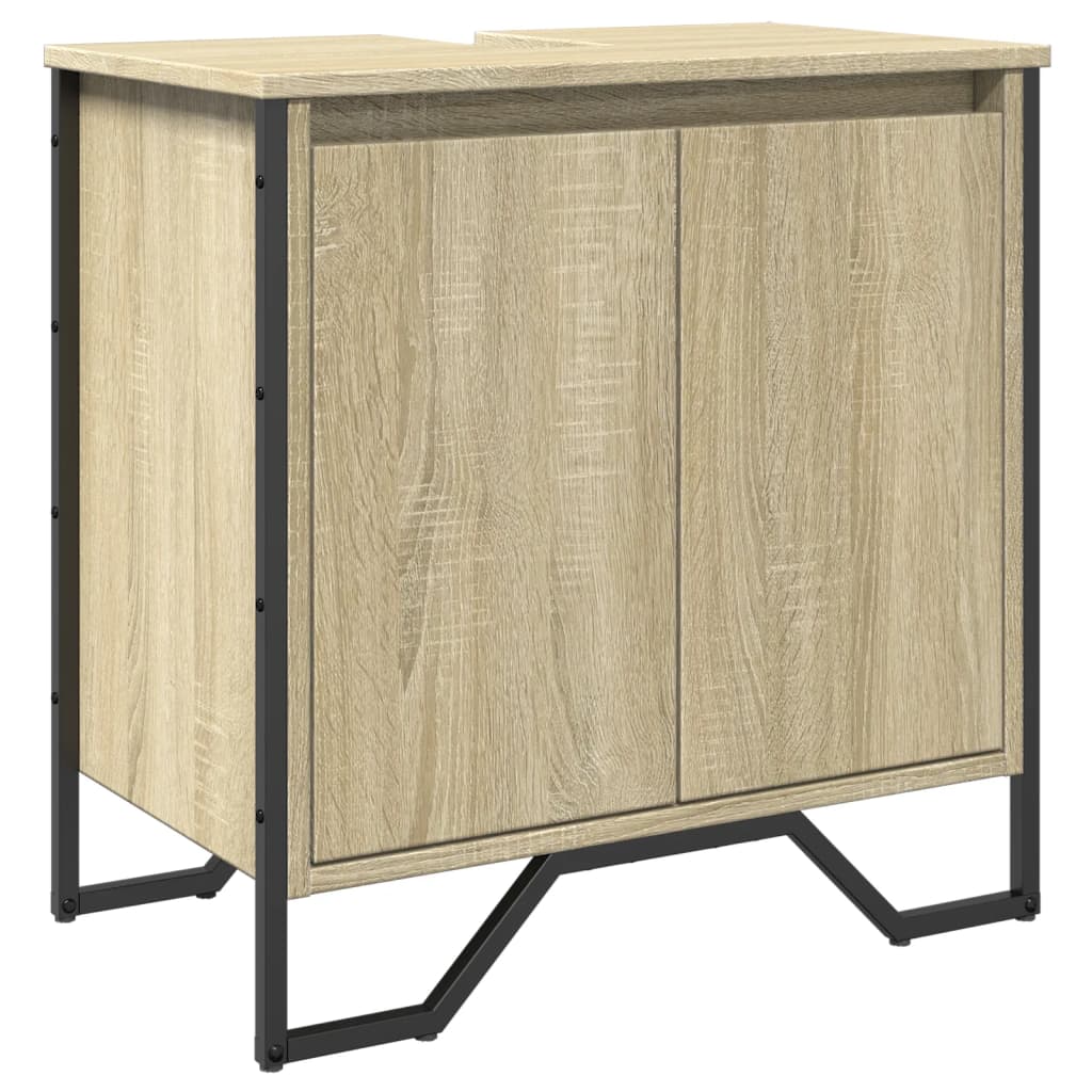 Tvättställsskåp sonoma-ek 60x35x60 cm konstruerat trä