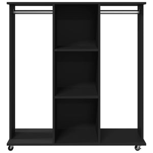 Garderob med hjul svart 102x38x110 cm konstruerat trä