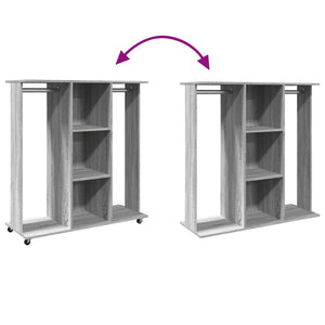 Garderob med hjul grå sonoma 102x38x110 cm konstruerat trä