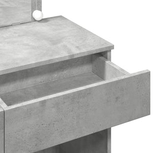 Sminkbord med LED betonggrå 100x40x120 cm