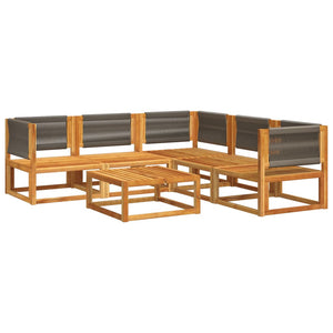 6-delad trädgårdssoffgrupp med kuddar trä akacia och rep