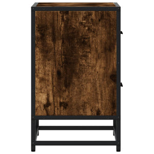 Sängbord rökfärgad ek 40x31x50 cm konstruerat trä