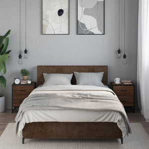 Sängbord 2 st brun ek 40x31x50 cm konstruerat trä