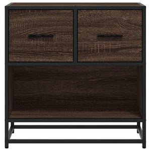 Sängbord brun ek 60x31x60 cm konstruerat trä och metall