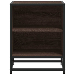 Sängbord 2 st brun ek 40x31x50 cm konstruerat trä och metall