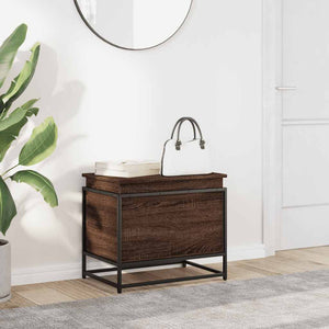 Förvaringslåda med lock brun ek 60x40x51,5 cm konstruerat trä