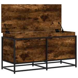 Förvaringslåda lock rökfärgad ek 100x40x51,5 cm konstruerat trä