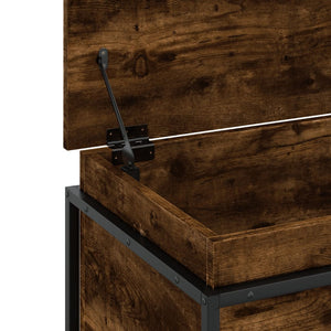 Förvaringslåda lock rökfärgad ek 100x40x51,5 cm konstruerat trä