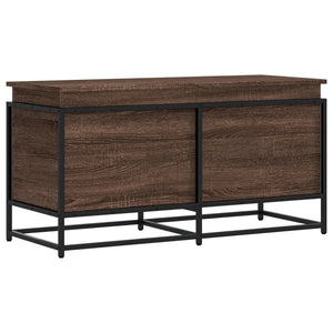 Förvaringslåda med lock brun ek 100x40x51,5 cm konstruerat trä
