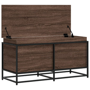 Förvaringslåda med lock brun ek 100x40x51,5 cm konstruerat trä
