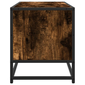 Tv-bänk rökfärgad ek 80x34,5x40 cm konstruerat trä och metall