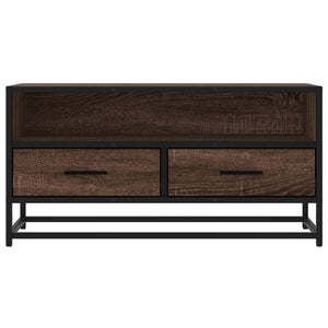 Tv-bänk brun ek 80x34,5x40 cm konstruerat trä och metall