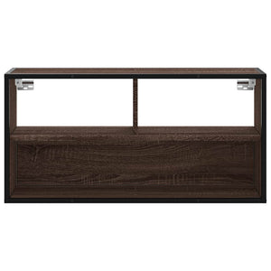 Tv-bänk brun ek 80x31x39,5 cm konstruerat trä och metall