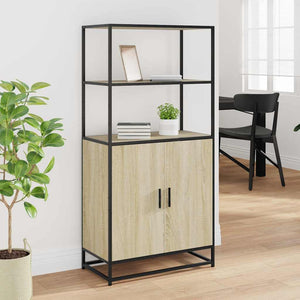 Högskåp sonoma-ek 68x35x139 cm konstruerat trä och metall