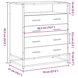 Byrå svart 70x41x83,5 cm konstruerat trä