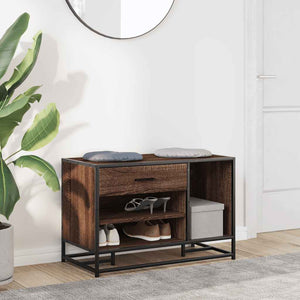 Skobänk brun ek 80x40x53,5 cm konstruerat trä och metall