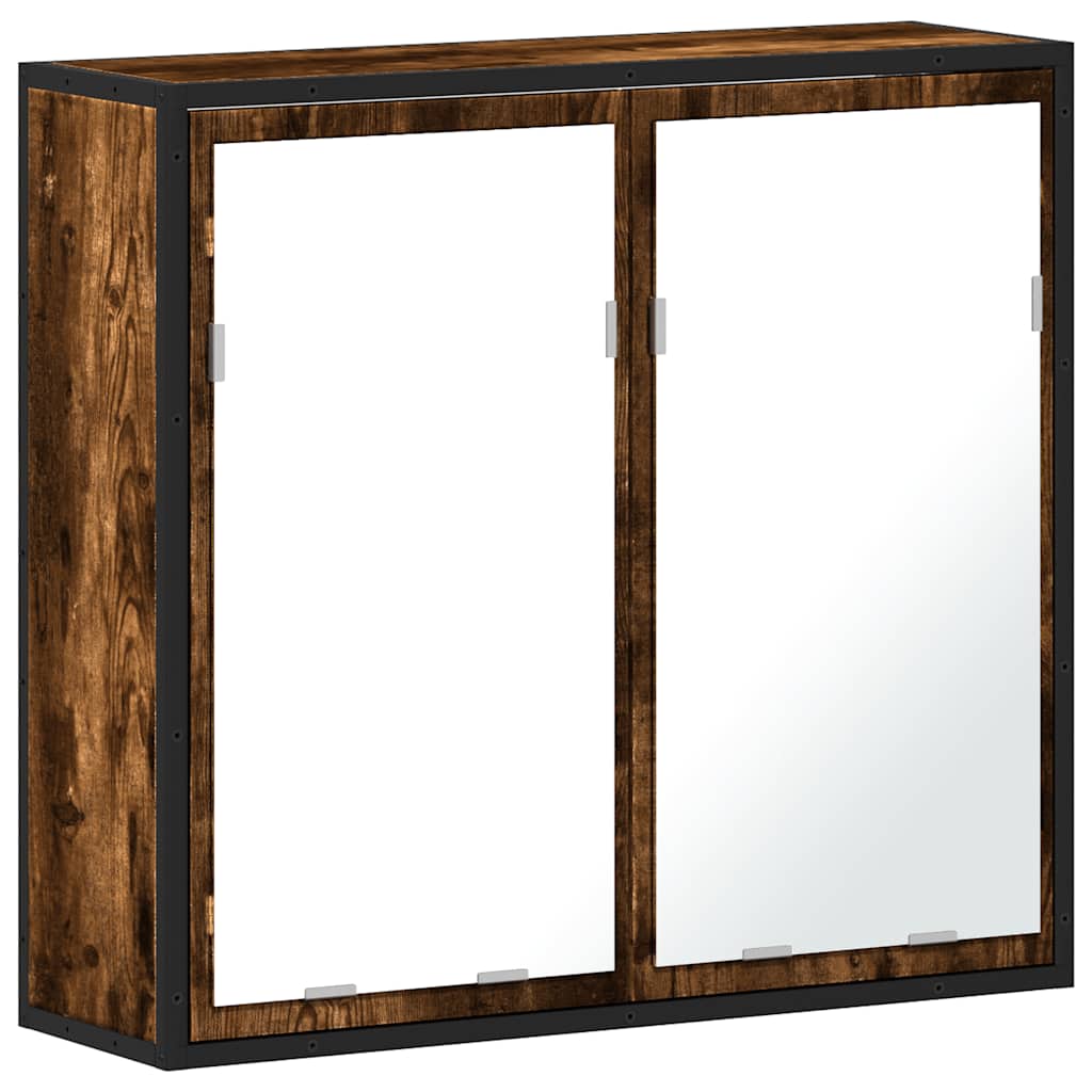 Spegelskåp för badrum rökfärga ek 65x20x60 cm konstruerat trä
