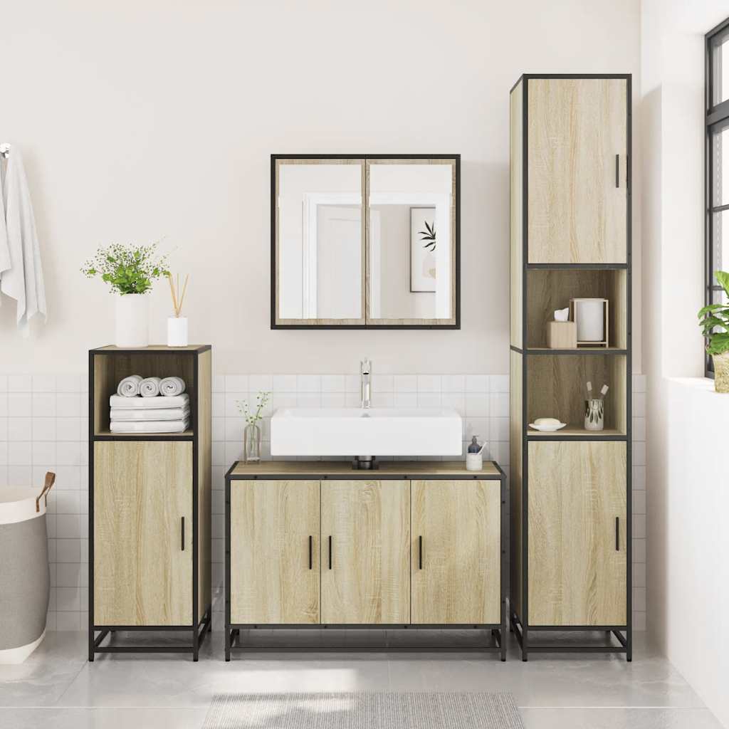Badrumsskåp Sonoma Ek 90x33x60 cm Konstruerat trä