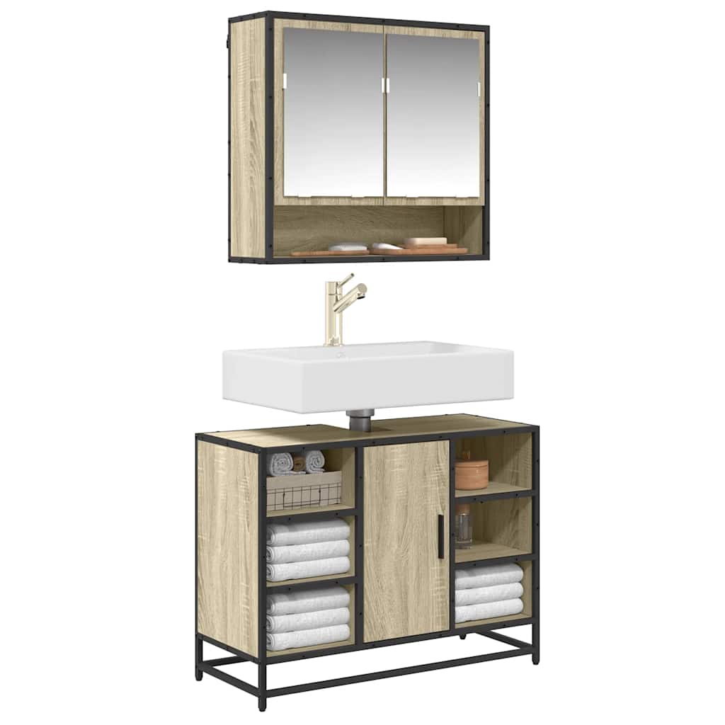 Badrumsskåp Sonoma Ek 80x33x60 cm Konstruerat trä