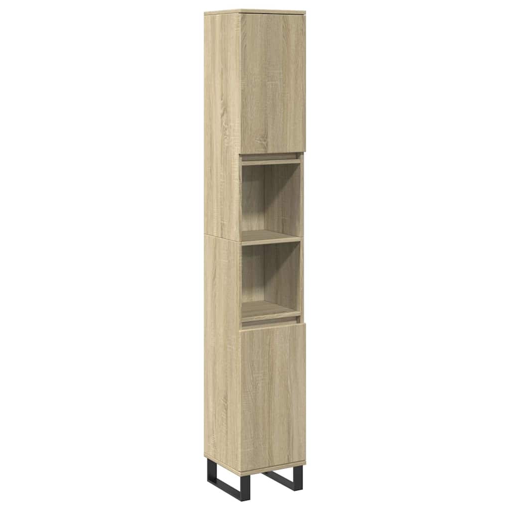Badrumsskåp sonoma-ek 30x30x190cm konstruerat trä