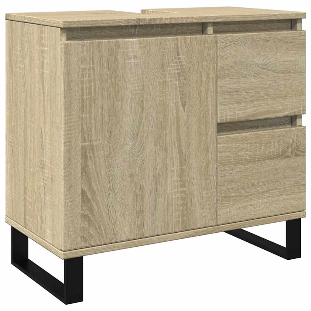 Badrumsskåp sonoma-ek 65x33x60 cm konstruerat trä