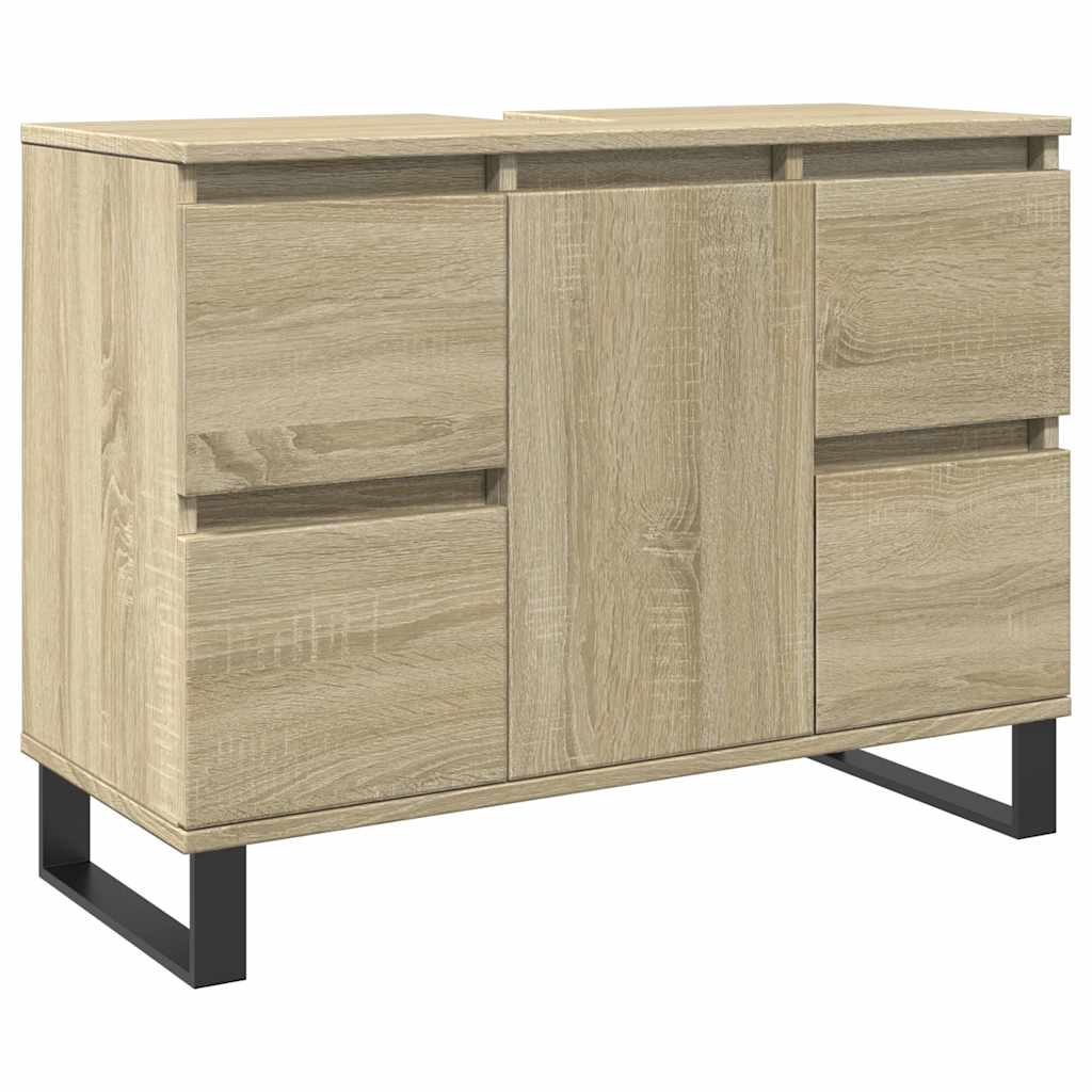 Badrumsskåp sonoma-ek 80x33x60 cm konstruerat trä