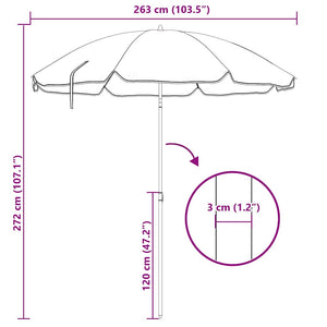 Badparasol Blå och Vit 263 x 263 x 272 cm Polyester och metall