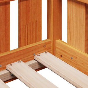 Barnsäng med husram vaxad brun 90x190 cm massiv furu