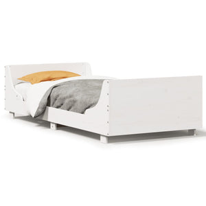 Sängram utan madrass vit 100x200 cm massiv furu