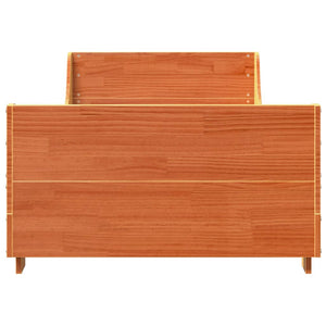 Sängram utan madrass vaxad brun 90x200 cm massiv furu