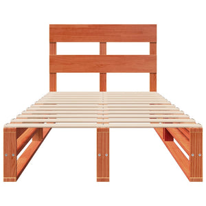 Sängram utan madrass vaxbrun 100x200 cm massiv furu