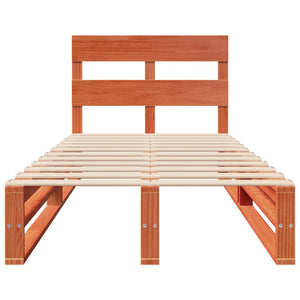 Sängram utan madrass vaxad brun 90x190 cm massiv furu