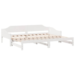 Dagbädd med extrasäng vit 90x190 cm massiv furu