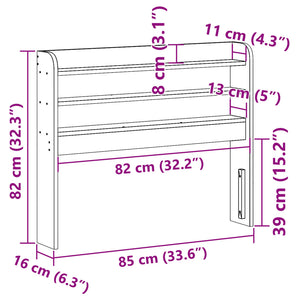Huvudgavel med hyllor vaxbrun 75 cm massiv furu